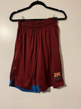 FC Barcelona Barca Burgundy & Blue Soccer Shorts
